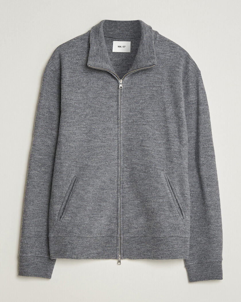 NN07 Soft Boiled Wool Full Zip Dark Grey Melange – Grijs