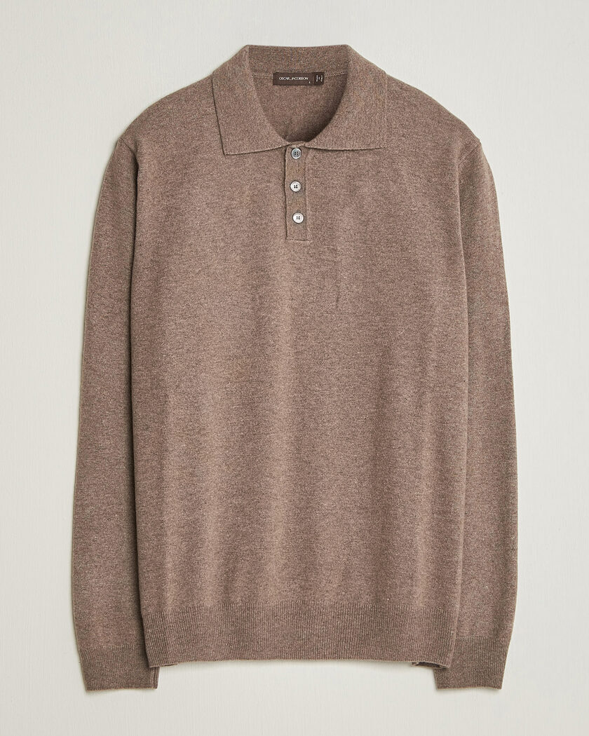 Oscar Jacobson Pepe Wool/Cashmere Polo Light Brown – Bruin
