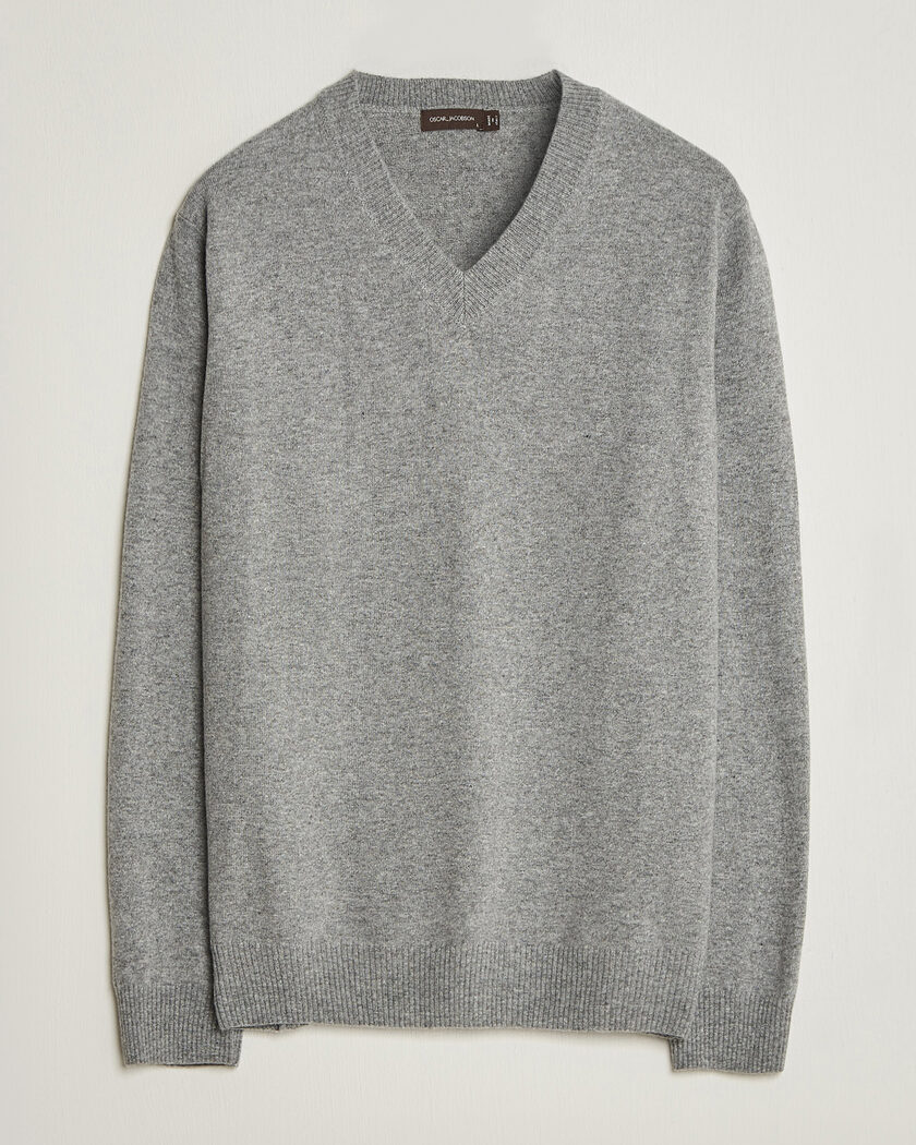 Oscar Jacobson Gregor Wool/Cashmere V-Neck Grey Melange – Grijs