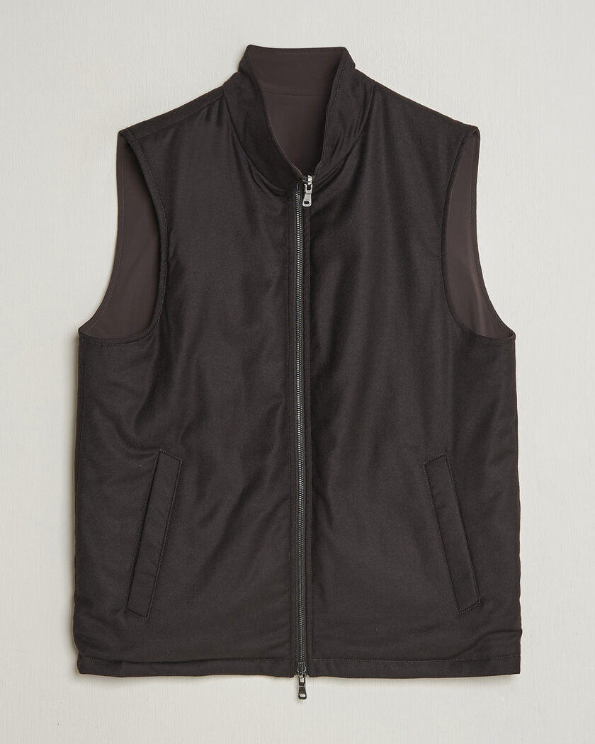 Oscar Jacobson Nylon/Wool Reversible Vest Brown – Bruin