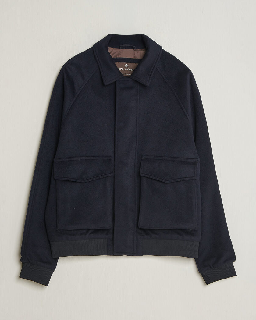 Oscar Jacobson Aviator Wool Jacket Navy – Blauw