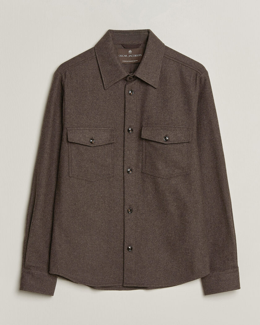 Oscar Jacobson Magnus Wool Shirt Jacket Brown – Bruin