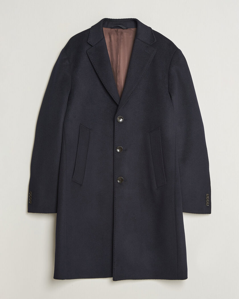 Oscar Jacobson Single Breasted Wool Coat Navy – Blauw