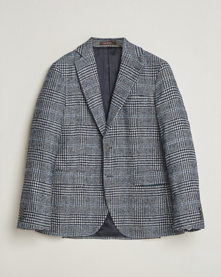 Oscar Jacobson Fogerty Checked Wool/Alpaca Blazer Blue – Blauw