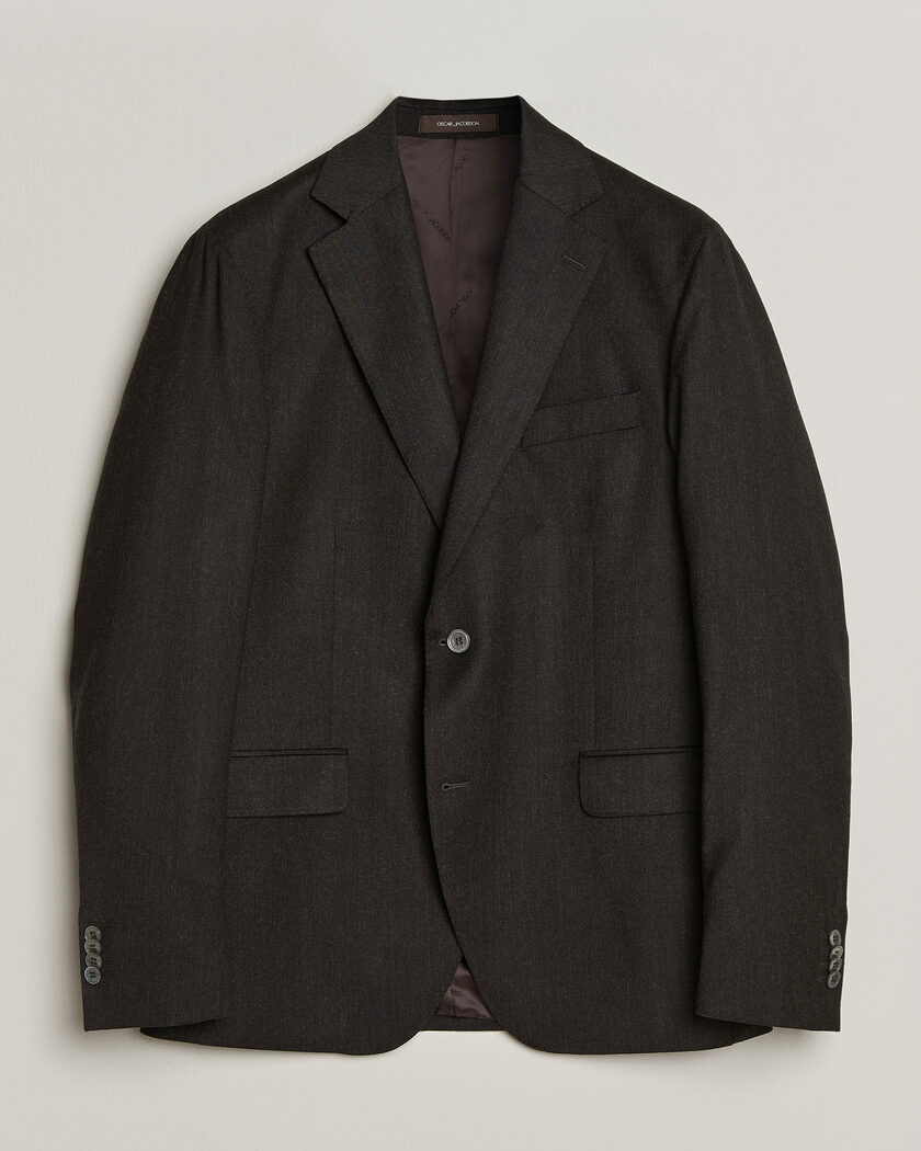 Oscar Jacobson Fogerty Wool Flannel Blazer Brown – Bruin