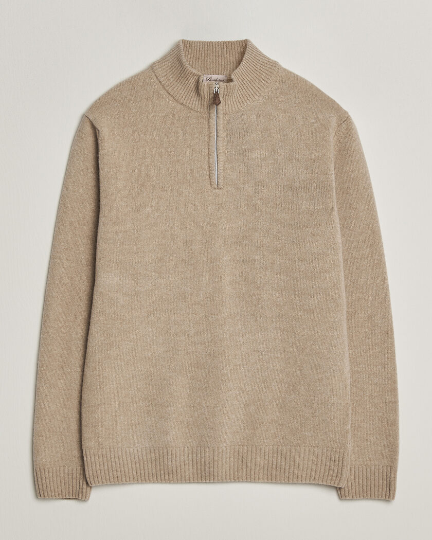 Stenströms Brushed Merino Half-Zip Beige – Beige