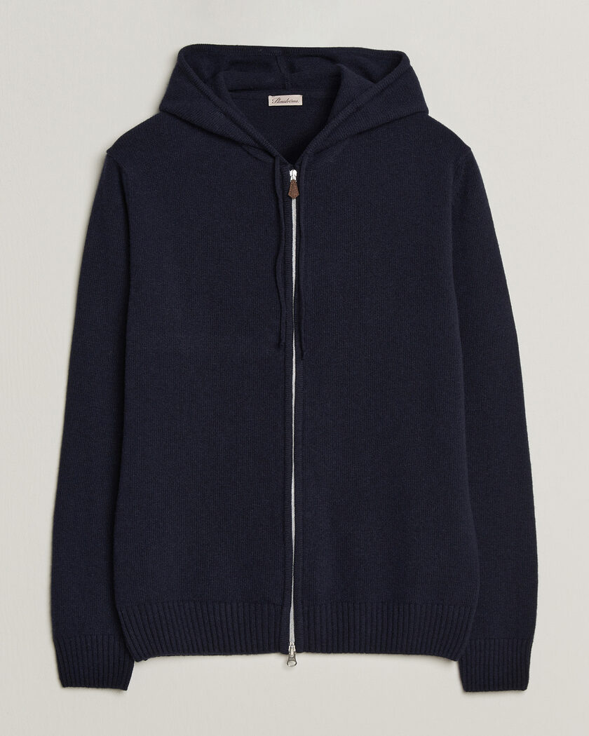 Stenströms Brushed Merino Full-Zip Hood Navy – Blauw