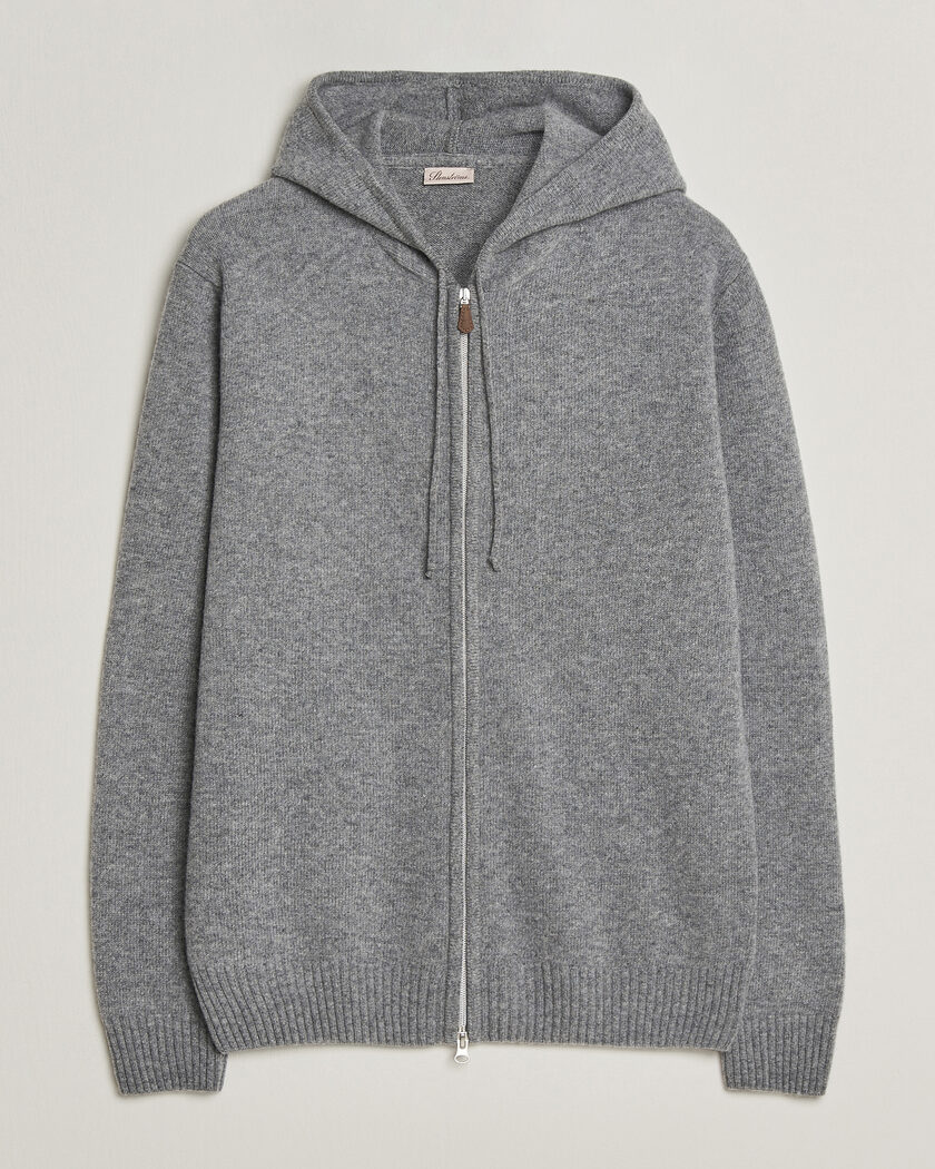 Stenströms Brushed Merino Full-Zip Hood Grey – Grijs