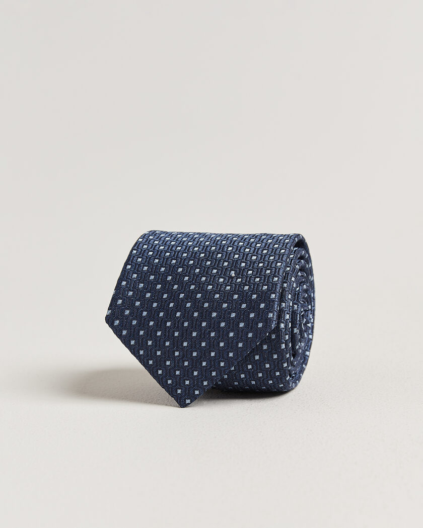 Stenströms Woven Silk Dot Tie 7,5cm Navy – Blauw