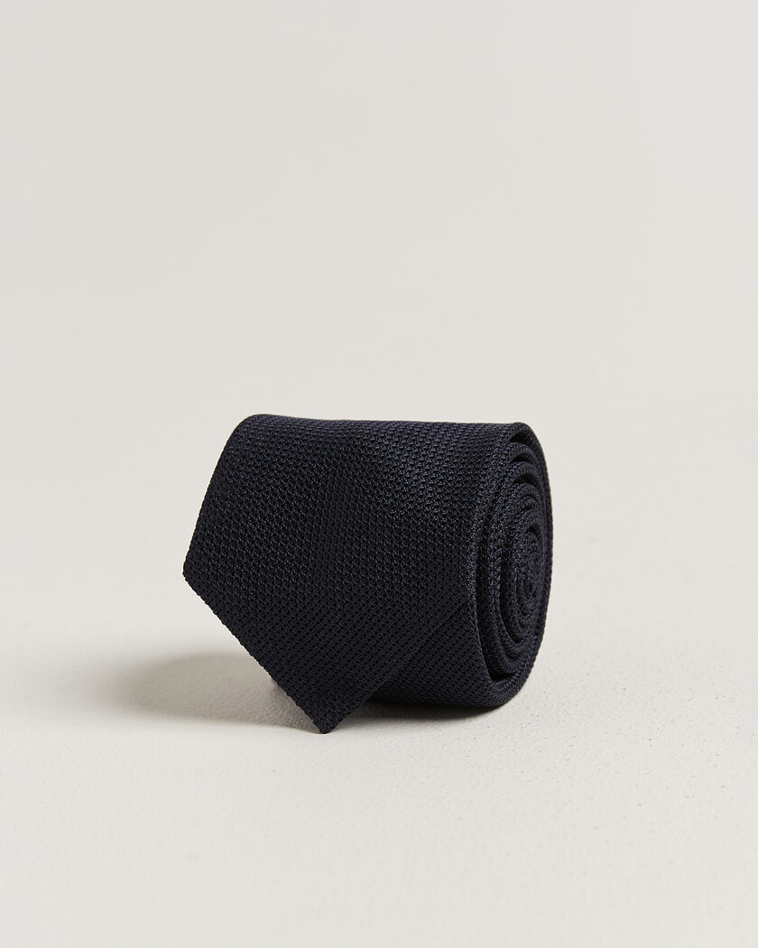  Stenströms Silk Grenadine Tie 7,5cm Navy – Blauw