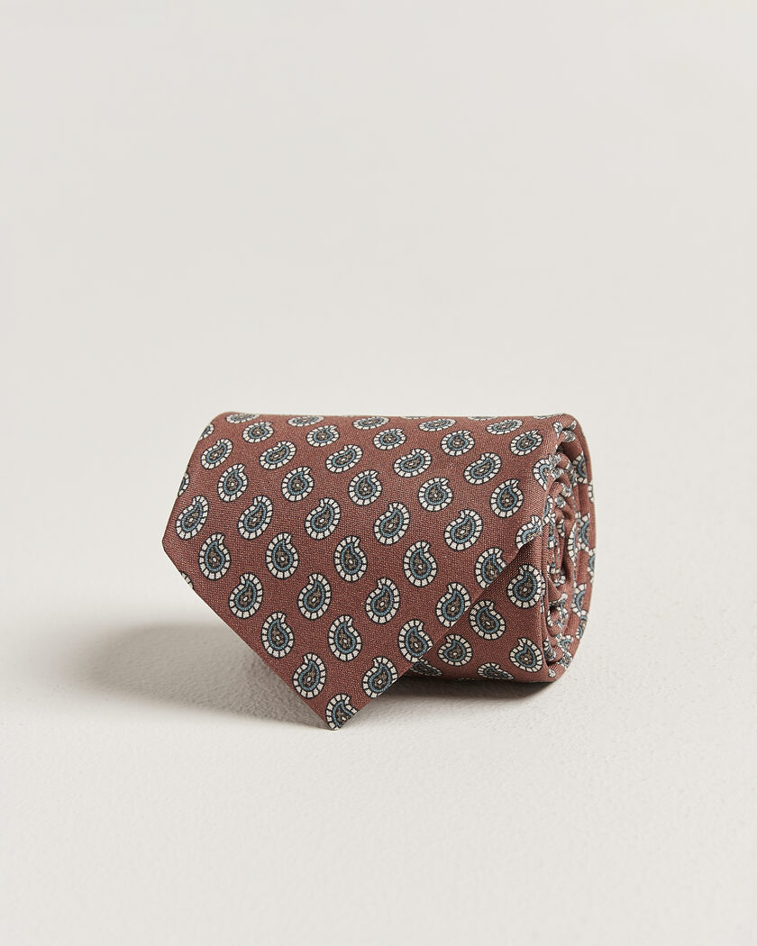 Stenströms Printed Silk Paisley Tie 7,5cm Rust – Rood