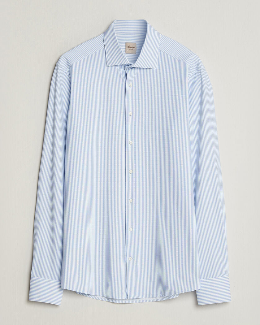 Stenströms Slimline Active Stretch Striped Shirt Light Blue – Blauw