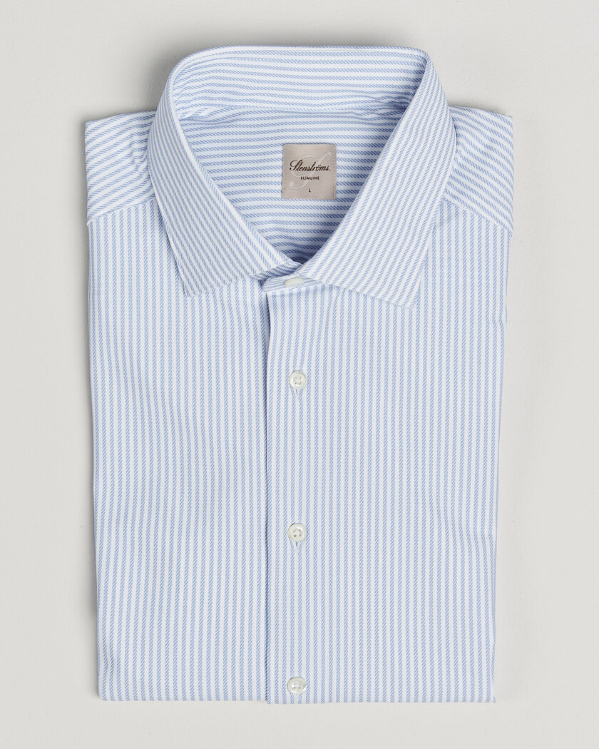 Stenströms Slimline Active Stretch Striped Shirt Light Blue – Blauw