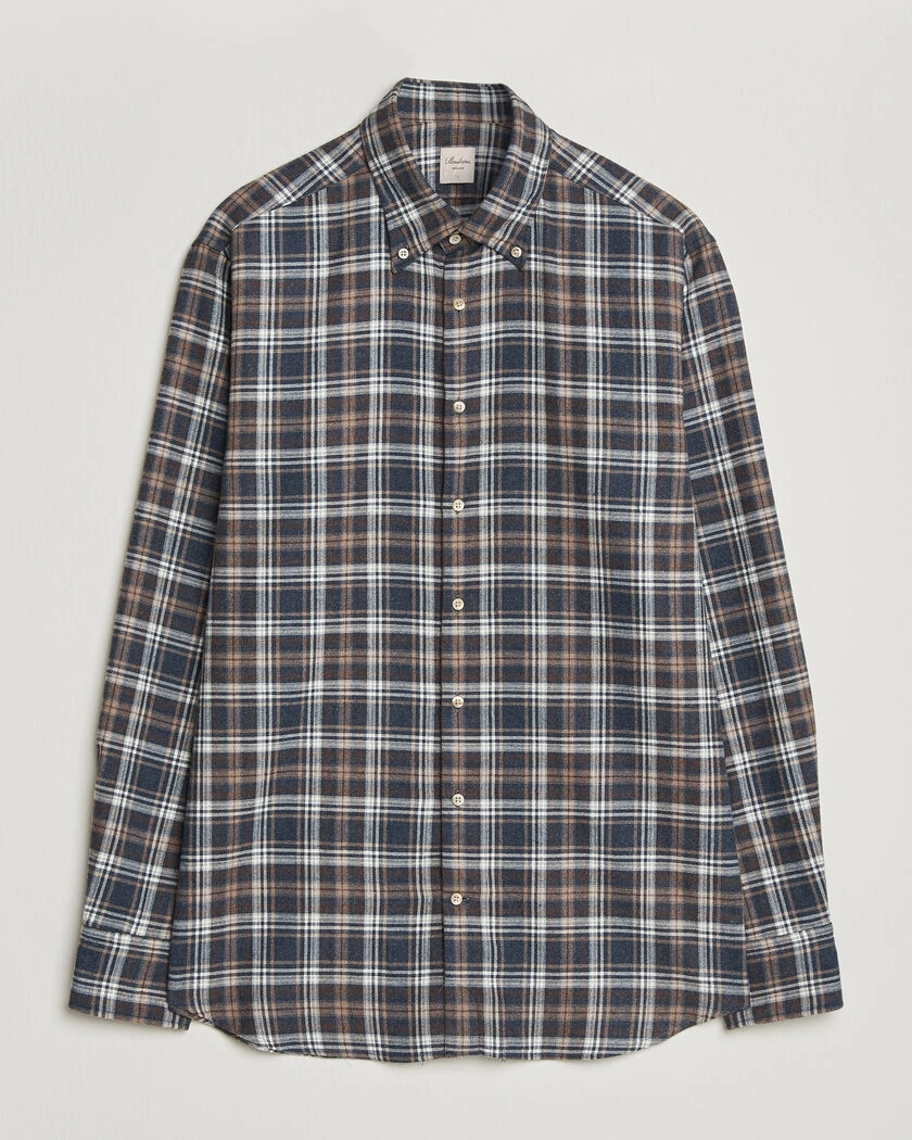  Stenströms Regular Fit Check Cut Away Flannel Shirt Navy – Blauw