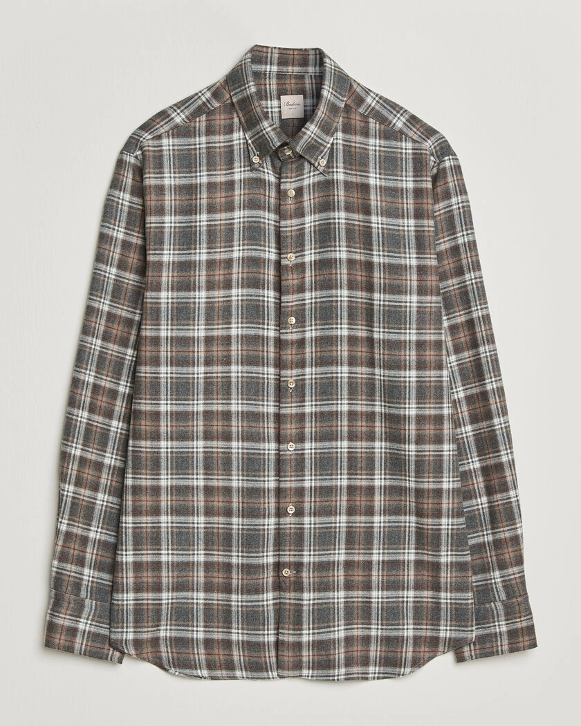 Stenströms Regular Fit Check Cut Away Flannel Shirt Brown – Bruin
