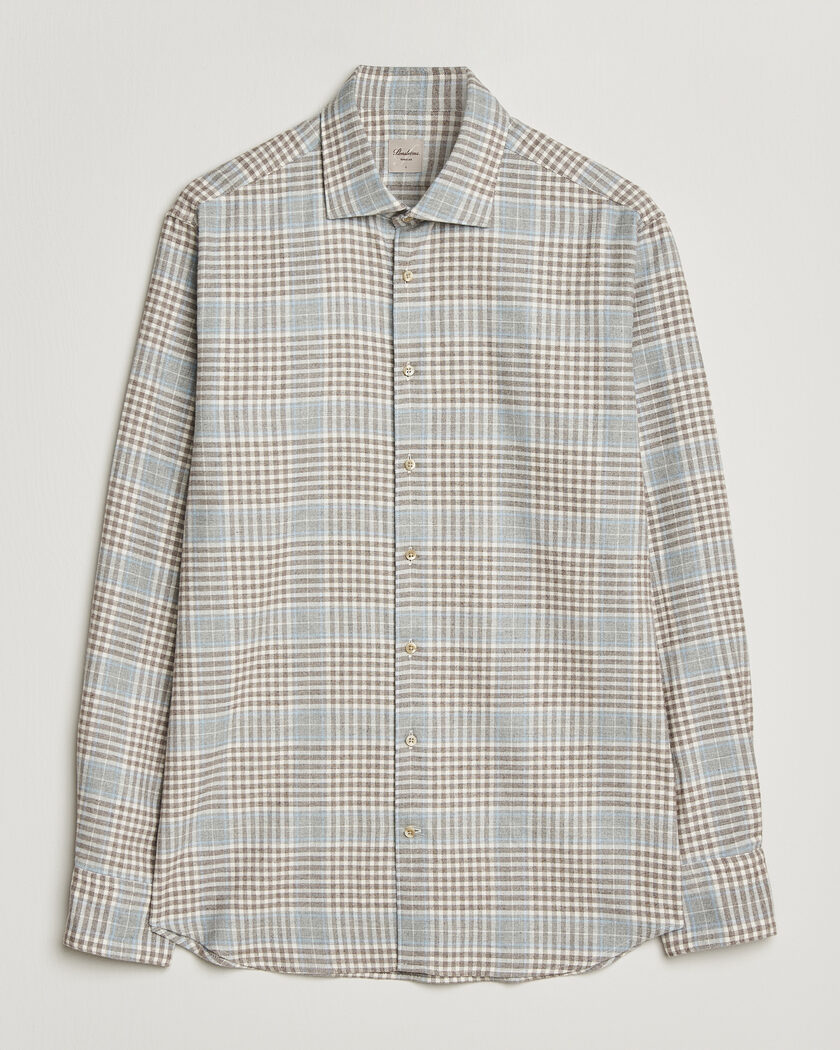 Stenströms Regular Fit Overcheck Flannel Shirt Light Brown – Bruin