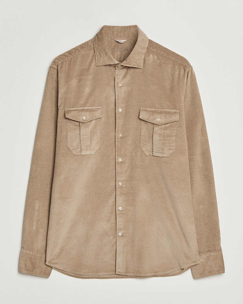 Stenströms Regular Fit Cord Pocket Shirt Light Brown – Bruin