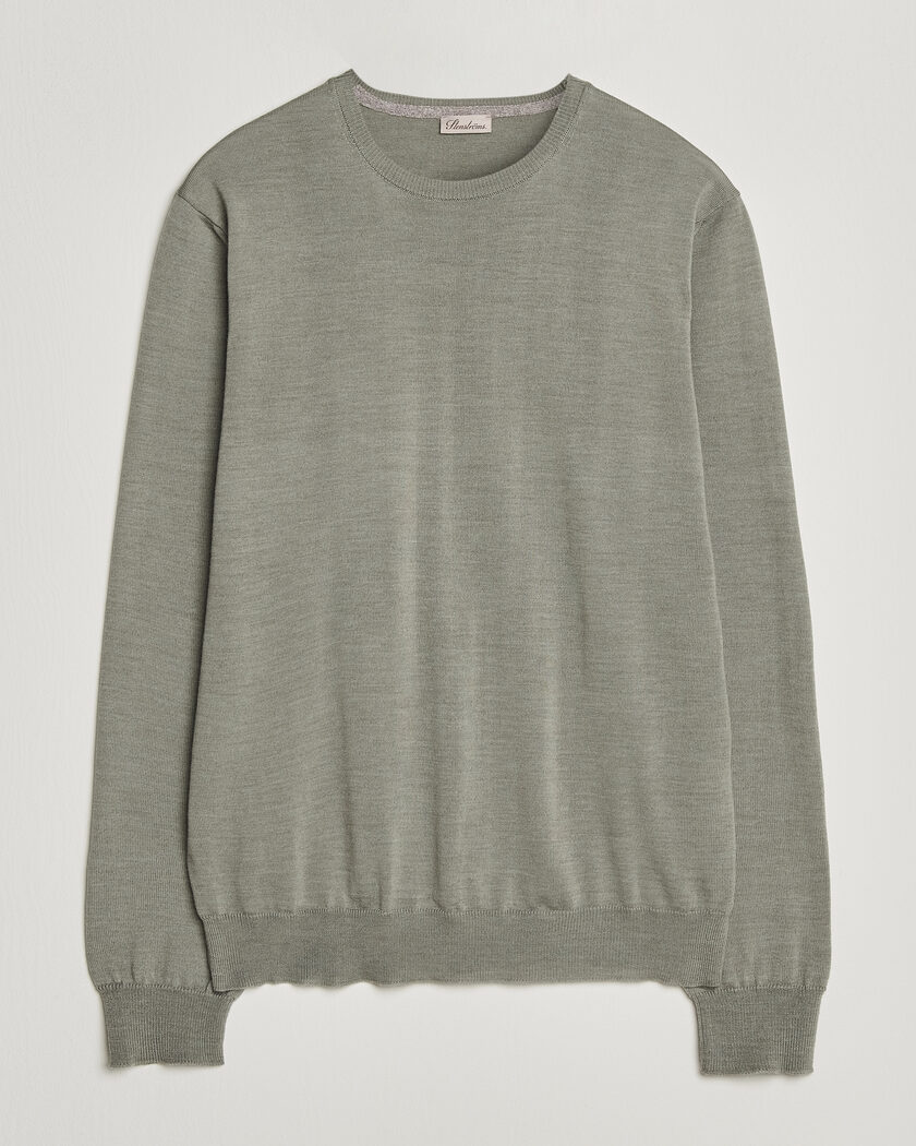 Stenströms Merino Patch Crew Neck Green/Grey – Groen