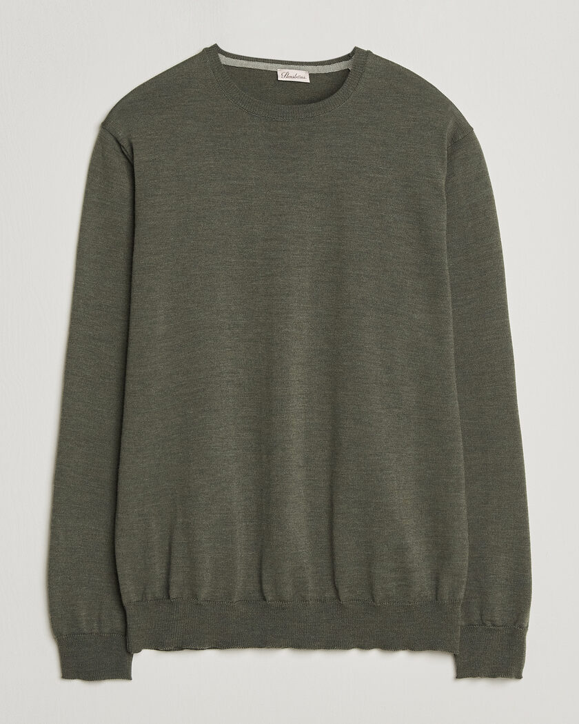 Stenströms Merino Patch Crew Neck Dark Green – Groen
