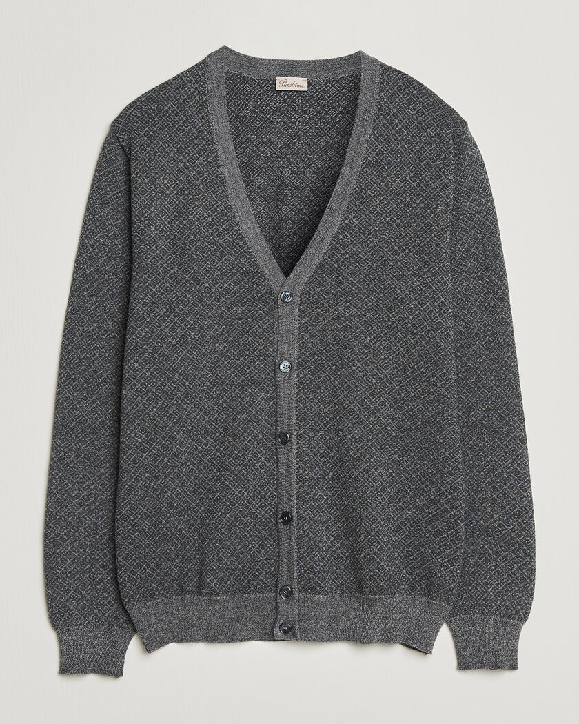 Stenströms Merino Jaquard Cardigan Dark Grey – Grijs