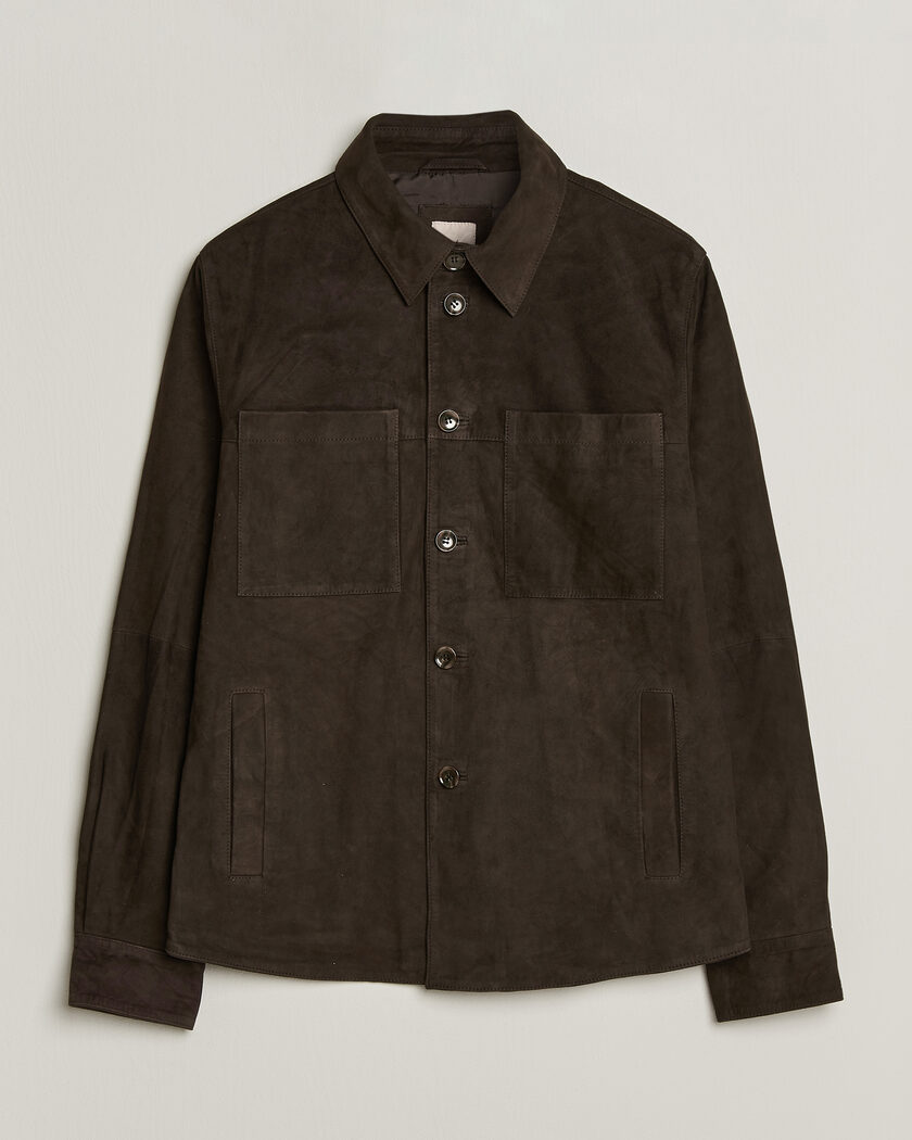 Stenströms Goat Suede Overshirt Dark Brown – Bruin
