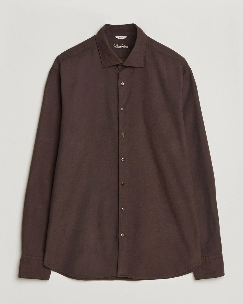Stenströms Regular Fit Cut Away Flannel Shirt Brown – Bruin