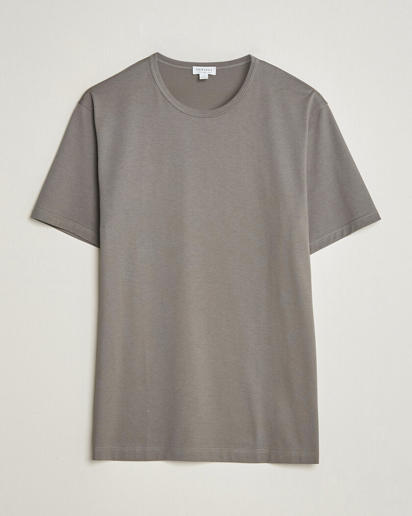 Sunspel Crew Neck Q82 Cotton T-Shirt Smoke Grey – Grijs