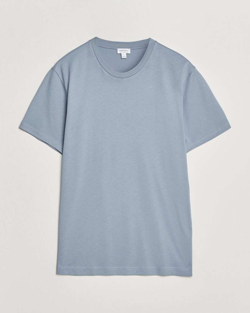 Sunspel Riviera Midweight T-Shirt Powder Blue – Blauw