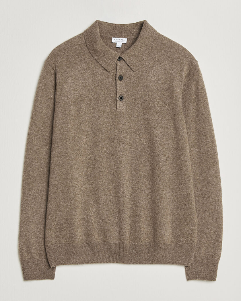 Sunspel Cashmere Polo Taupe – Bruin