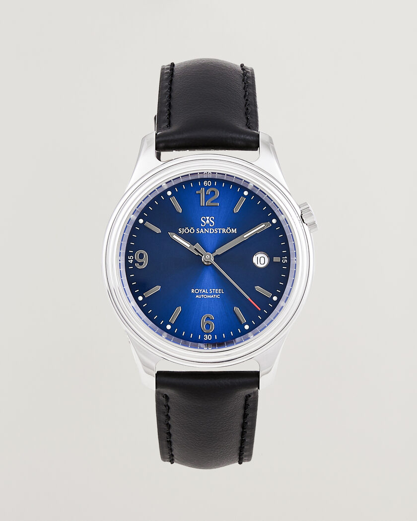 Sjöö Sandström Royal Steel 41mm Black Calf Blue Dial – Blauw
