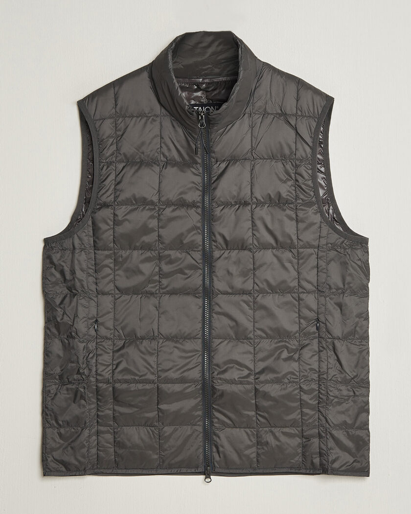 TAION High Neck Full Zip Lightweight Down Vest Dark Grey – Grijs