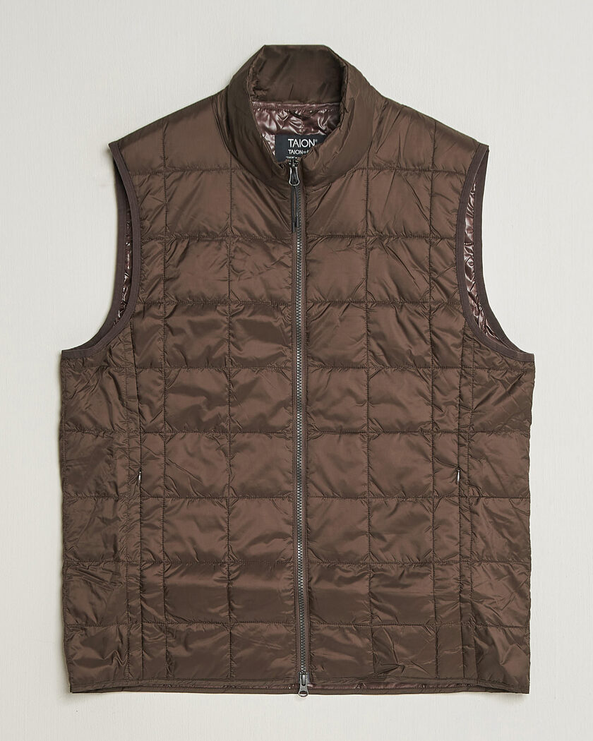 TAION High Neck Full Zip Lightweight Down Vest Dark Choco – Bruin