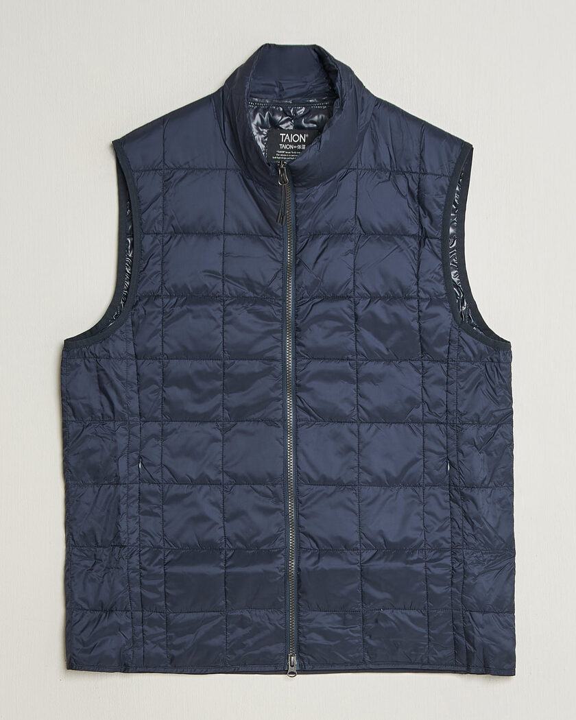 TAION High Neck Full Zip Lightweight Down Vest Dark Navy – Blauw