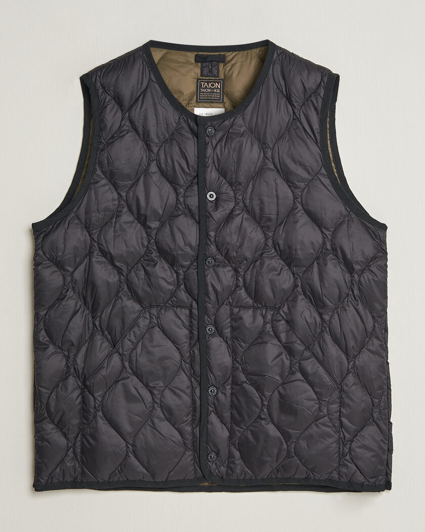 TAION Military Crew Neck Down Vest Black – Zwart