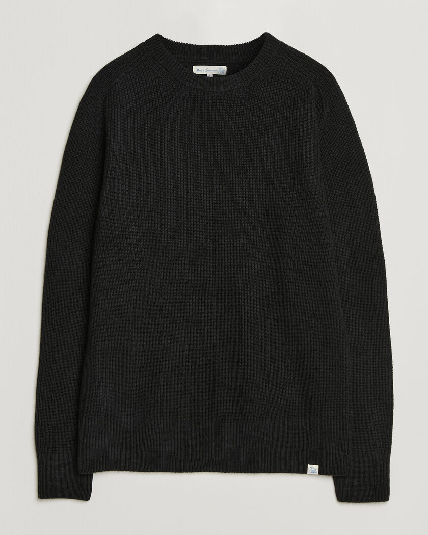 Merz b. Schwanen Merino/Cashmere Knitted Sweater Deep Black – Zwart