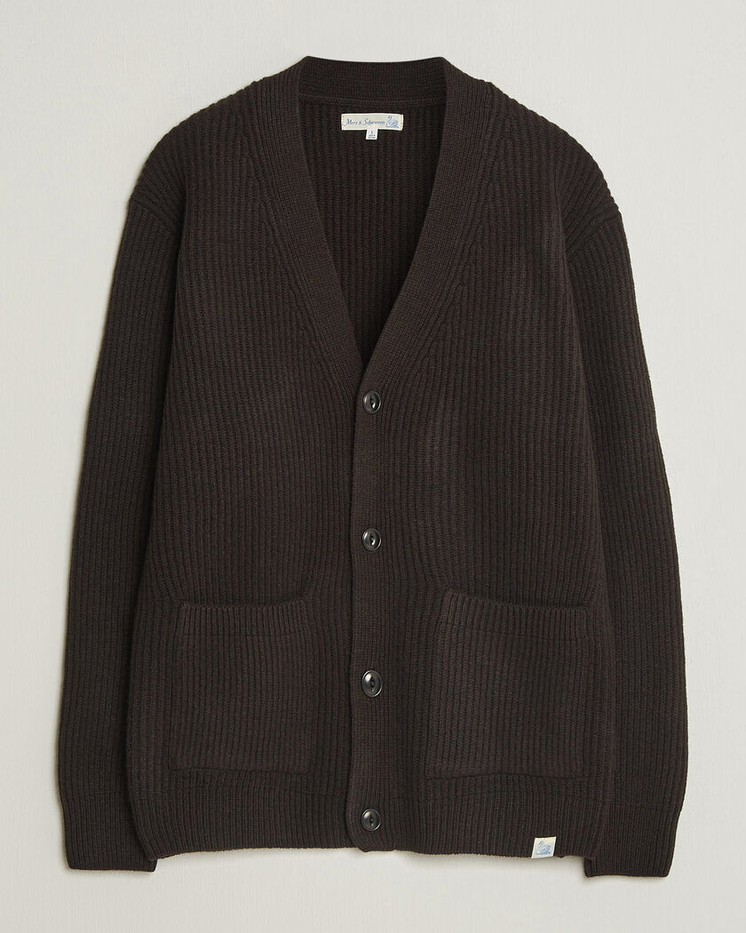 Merz b. Schwanen Merino/Cashmere Knitted Cardigan Espresso – Bruin