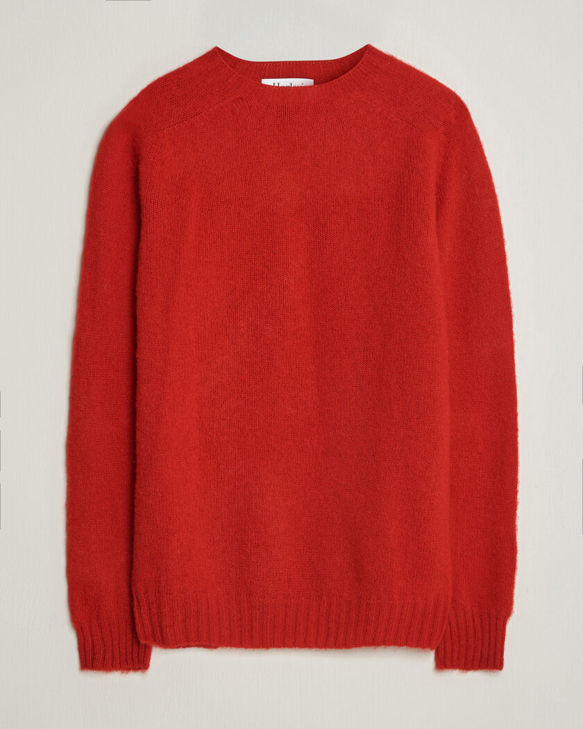 Harley Of Scotland Brushed Supersoft Lambswool Crewneck Cardinal – Rood