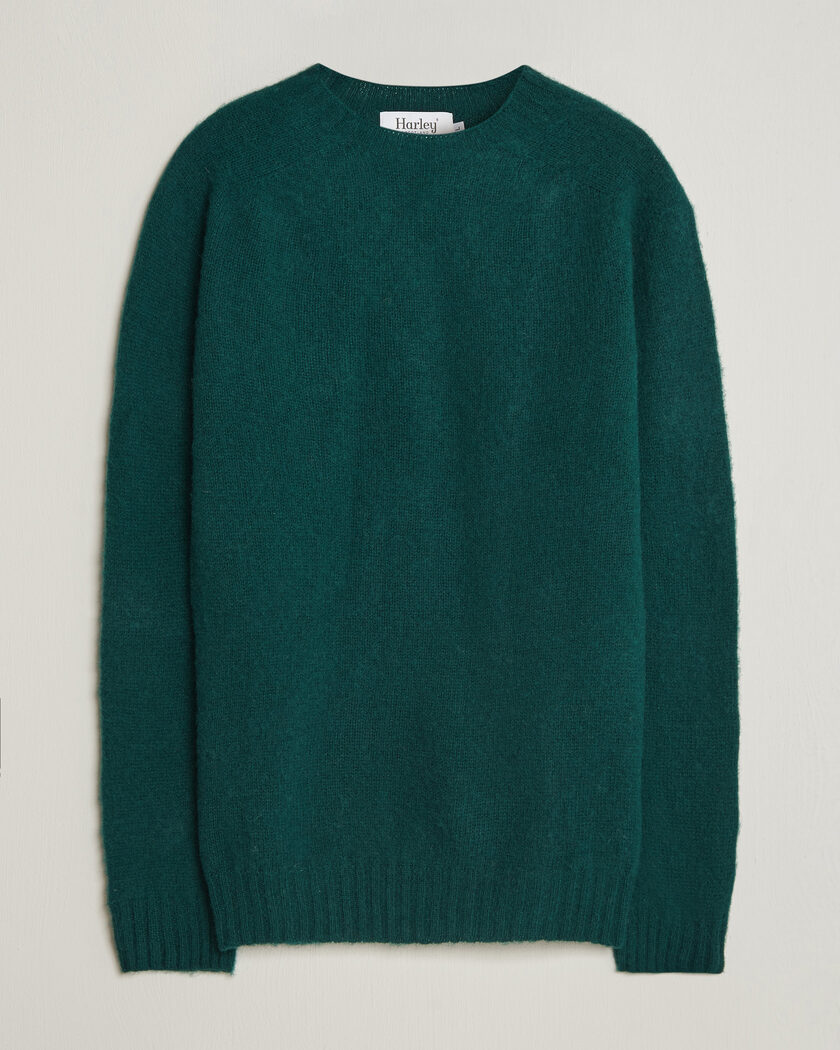 Harley Of Scotland Brushed Supersoft Lambswool Crewneck Tartan – Groen