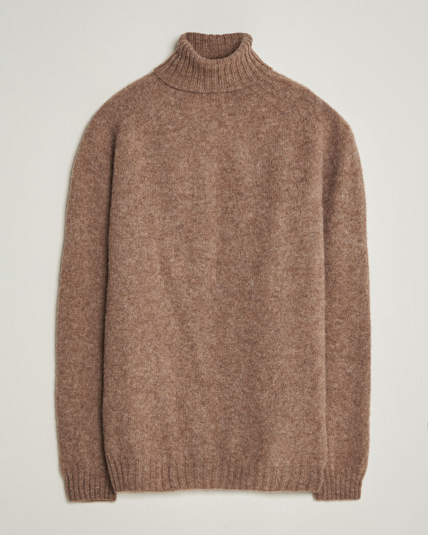 Harley Of Scotland Brushed Supersoft Lambswool Rollneck Tundra – Bruin