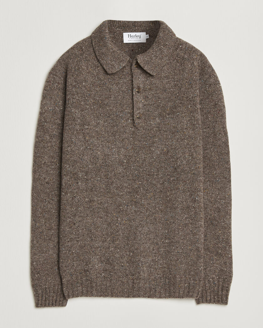 Harley Of Scotland Donegal Wool Polo Brown – Bruin