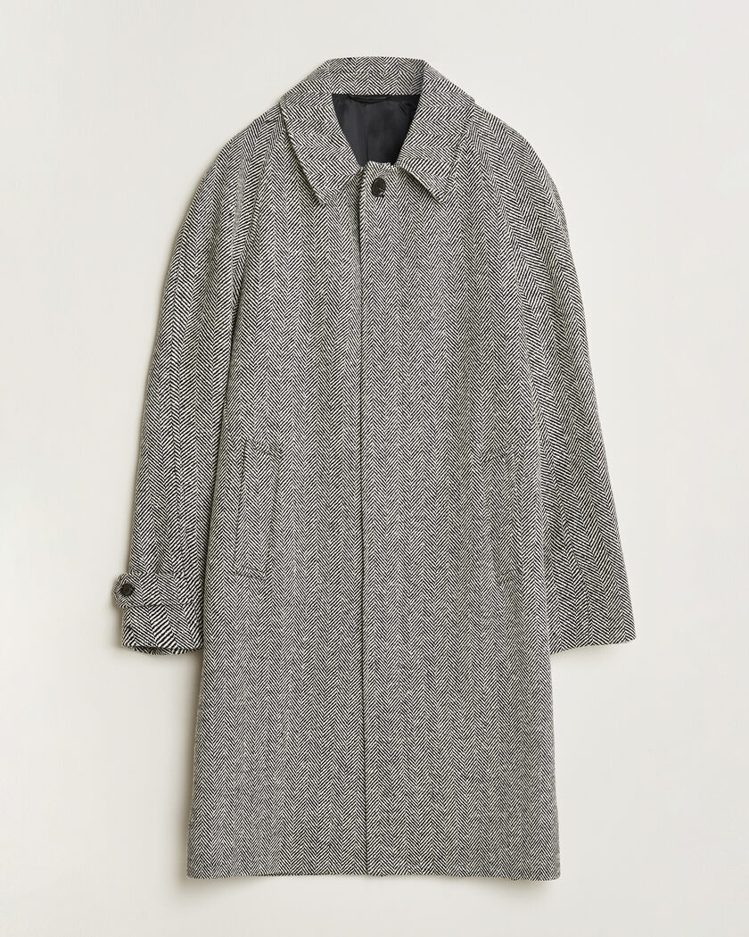 Lardini Wool Herringbone Raglan Coat Dark Grey – Grijs