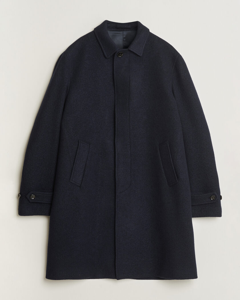 Lardini Wool/Cashmere Boucle Car Coat Navy – Blauw