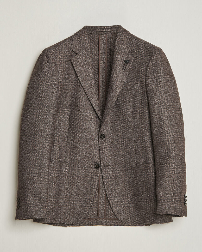 Lardini Wool Structure Checked Blazer Brown – Bruin