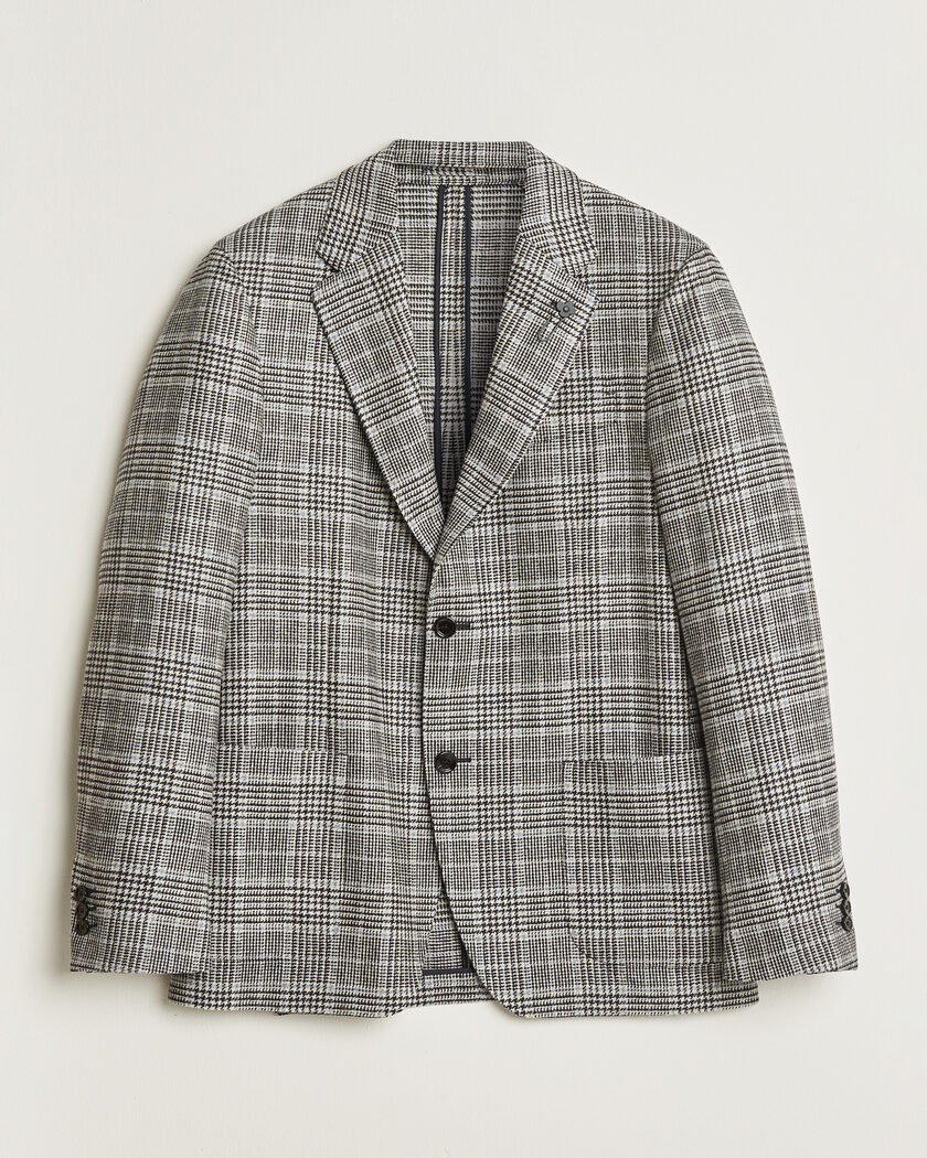 Lardini Wool/Cashmere Houndstooth Blazer Blue – Blauw