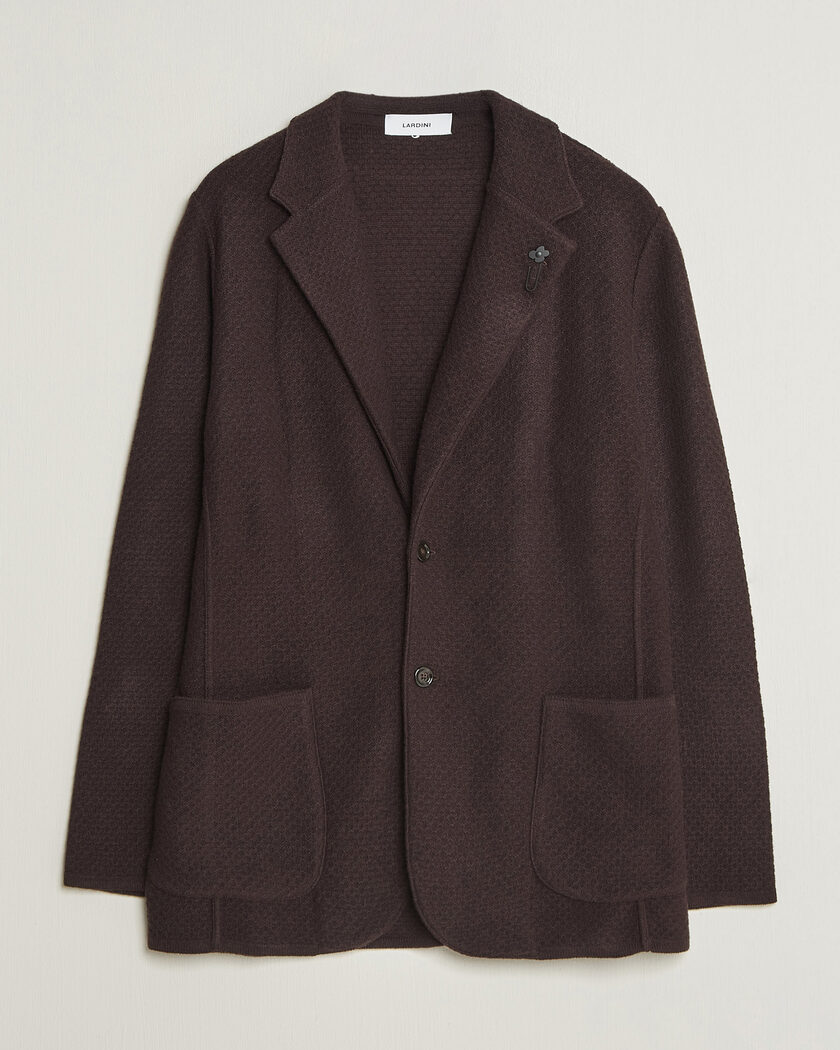 Lardini Knitted Structure Wool/Cashmere Blazer Brown – Bruin