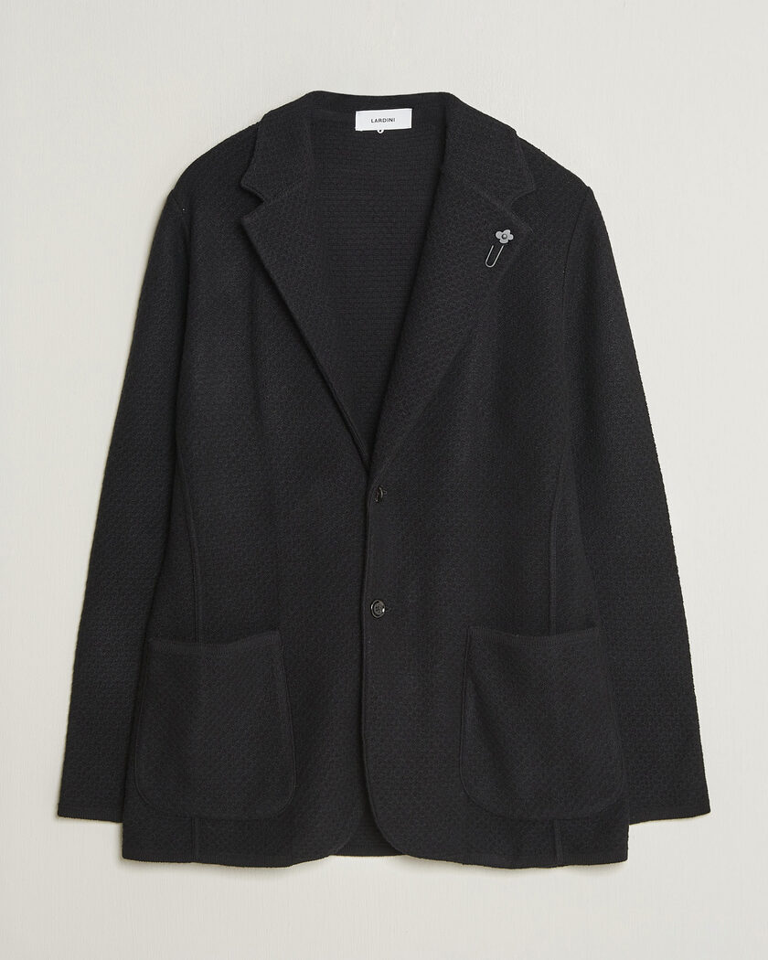 Lardini Knitted Structure Wool/Cashmere Blazer Black – Zwart