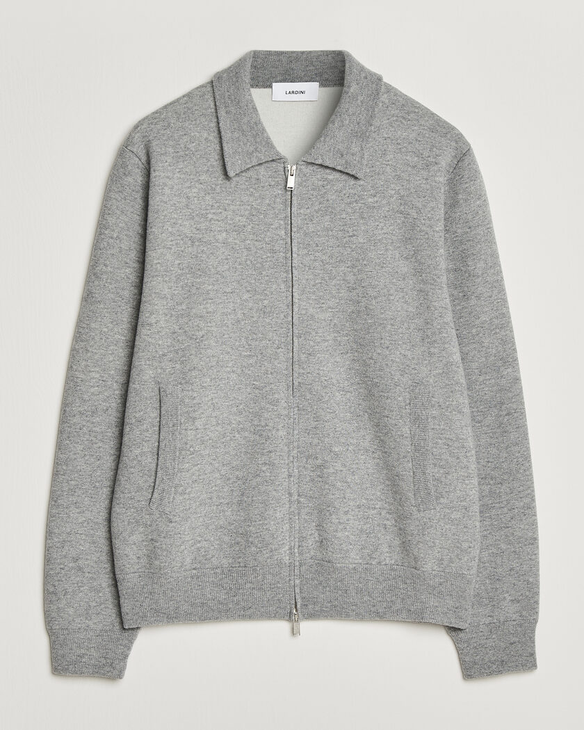 Lardini Knitted Wool Bomber Jacket Grey – Grijs