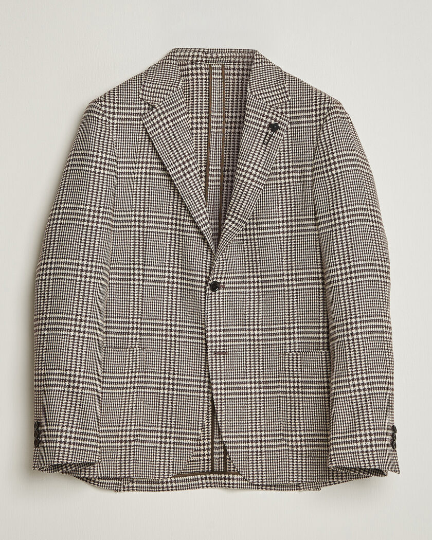 Lardini Wool/Cashmere Checked Blazer Brown – Bruin