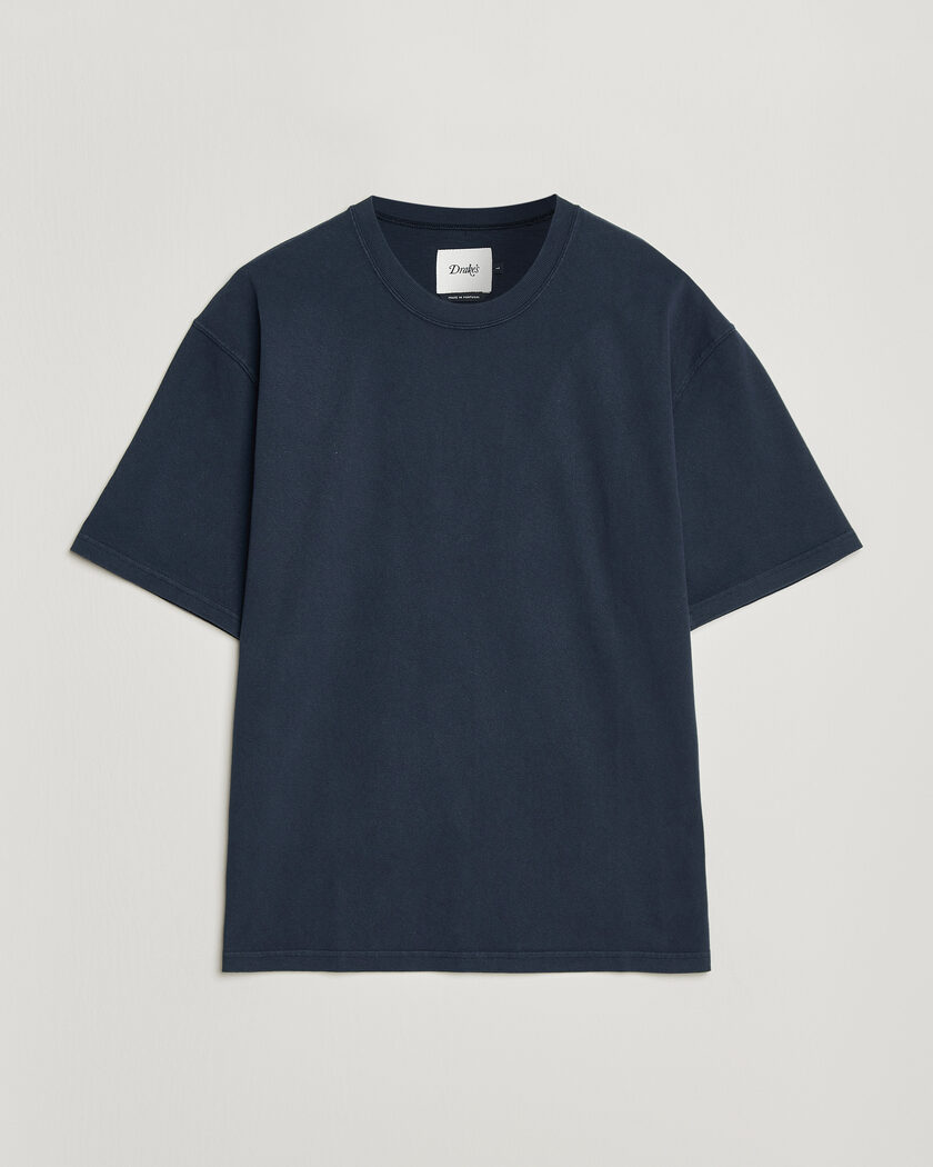 Drake's Short Sleeve Hiking T-Shirt Navy – Blauw