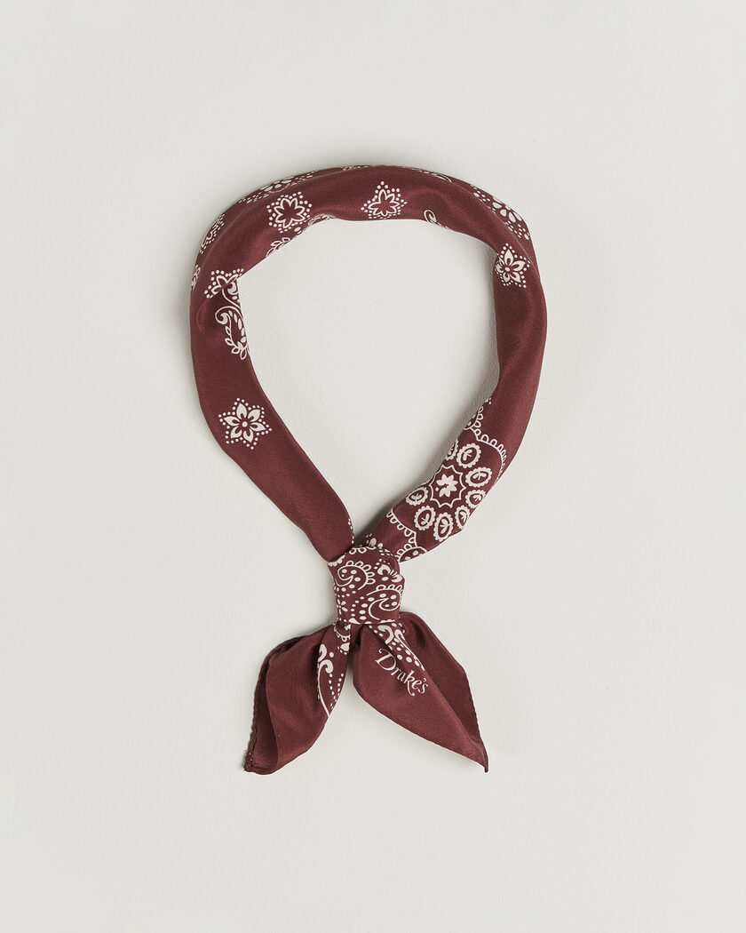 Drake's Traditional Silk Bandana Burgundy – Rood